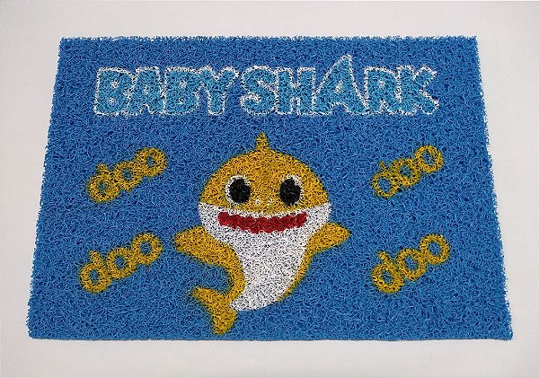 Tapete Capacho Limpe Sim Infantil Decoração Baby Shark Amarelo