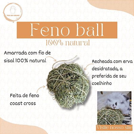 Feno Ball - Bola recheada com erva desidratada preferida do seu coelho e/ou roedor
