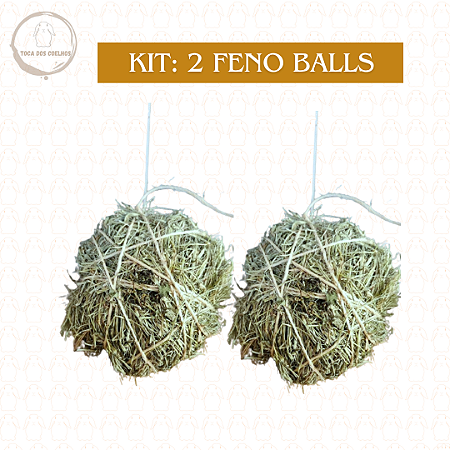 KIT 2 Feno Balls - Bola recheada com erva desidratada preferida do seu coelho e/ou roedor