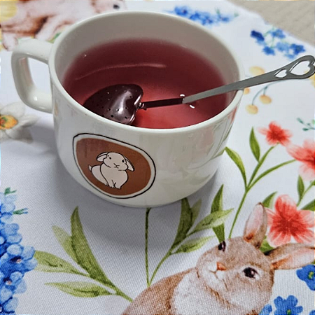 Kit Xícara de chá + infusor coração
