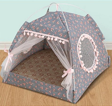 Tenda Dobrável - cinza com flores