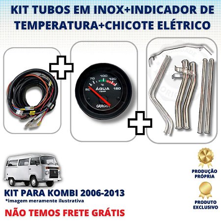 KIT TUBO DE ÁGUA INOX PARA KOMBI 1.4 FLEX C/ INDICADOR DE TEMP. E CHICOTE ELÉTRICO