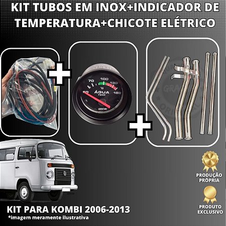 KIT TUBO DE ÁGUA INOX PARA KOMBI 1.4 FLEX C/ INDICADOR DE TEMP. E CHICOTE ELÉTRICO