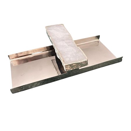 Papeleira inox com alça em quartzo cristal e banho de prata