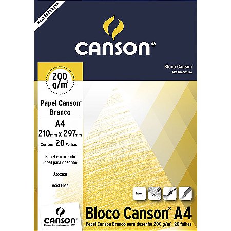 Bloco Canson Desenho Branco  A-4 com 20 folhas