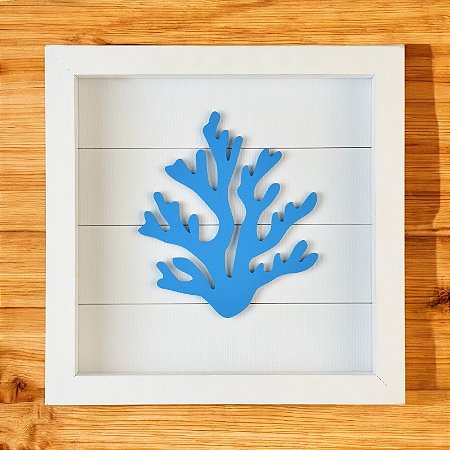 Quadro Náutico Fundo Branco com Coral Azul