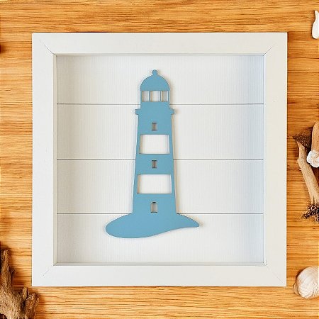 Quadro Náutico Fundo Branco com Farol Azul
