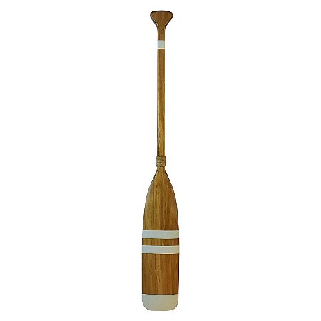 Remo Canadense Decorativo em Madeira Branco com Listras 68 cm