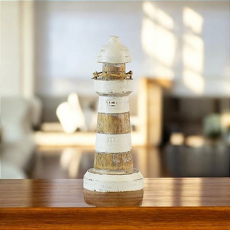 Enfeite Farol Branco Rústico Médio
