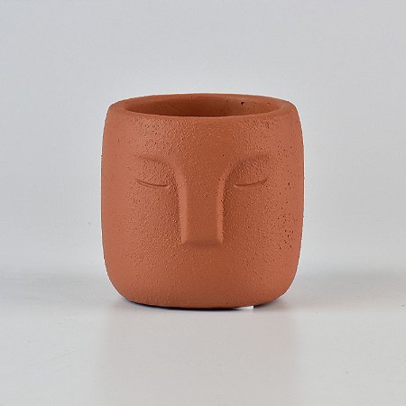 Vaso Terracota Rosto Marrom Pequeno