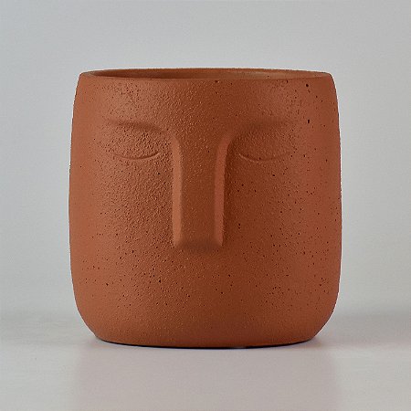 Vaso  Terracota Rosto Marrom Grande