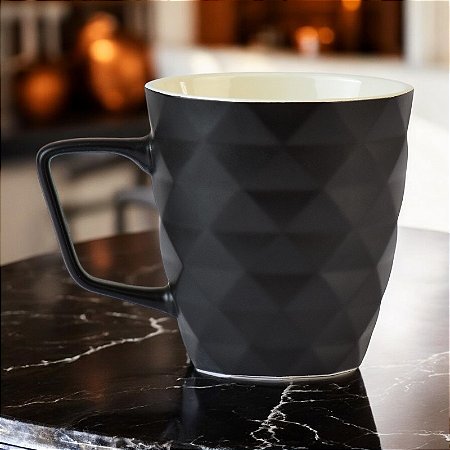 Caneca Textura Geométrica Preta 400ml