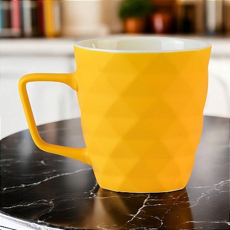 Caneca Textura Geométrica Amarela 400ml