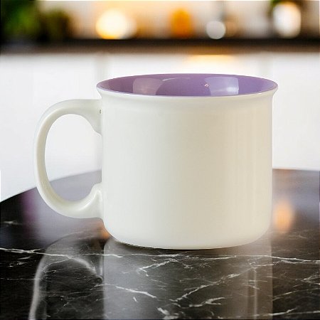 Caneca Branca Color Roxa 450ml