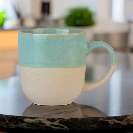 Caneca Duo Verde e Creme 400 ml