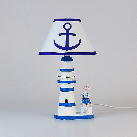 Abajur Farol Azul com Âncora Pequeno