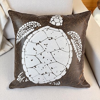 Almofada de Couro Marrom Tartaruga 40x40