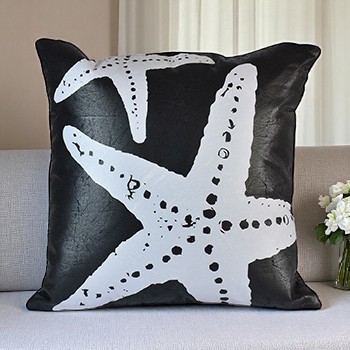 Almofada de Couro Preta Estrela do Mar 40x40