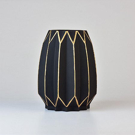 Vaso Black Golden Médio em Vidro