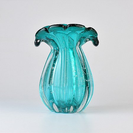 Vaso Murano Trouxinha Azul 21cm em Vidro