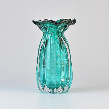 Vaso Murano 19cm Verde em Vidro