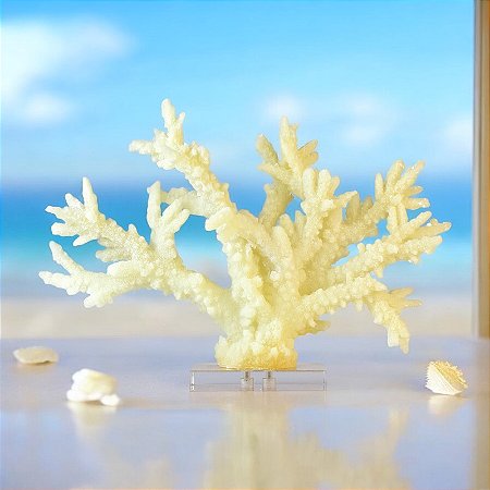 Enfeite Coral Amarelo em Resina