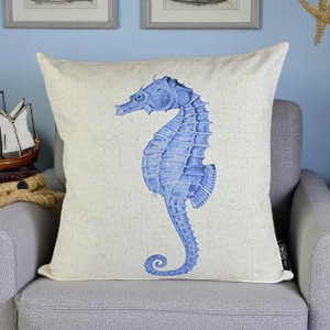 Almofada Cheia Cavalo Marinho Azul 40x40