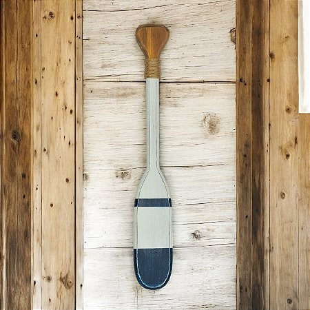 Remo Decorativo em Madeira Branco e Azul 50 cm