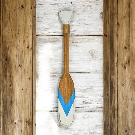 Remo Decorativo em Madeira V Azul e Branco