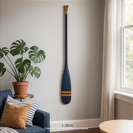 Remo Decorativo Azul Escuro em Madeira de Parede 130 cm