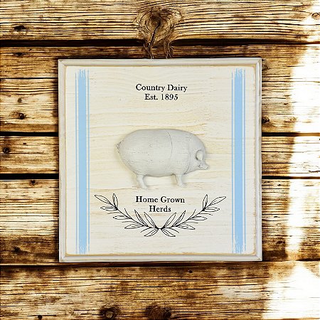 Quadro Country Dairy Azul Claro Porco