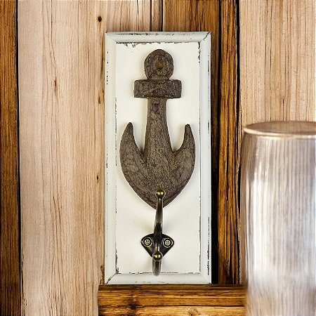 Cabideiro de Parede Rústico Base Branca Âncora