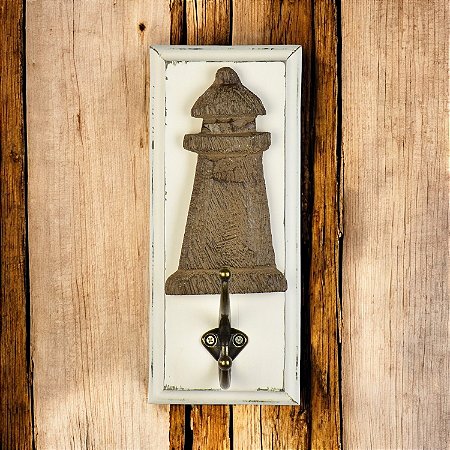 Cabideiro de Parede Rústico Base Branca Farol