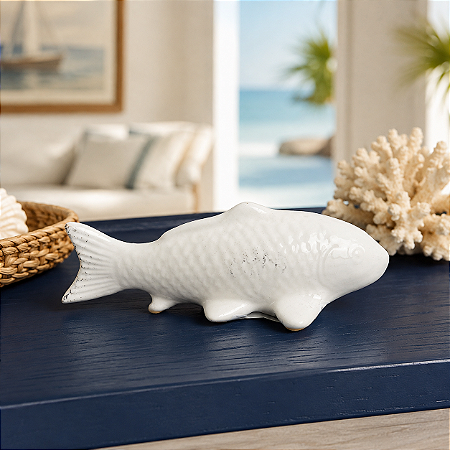 Peixe Ceramica Branco