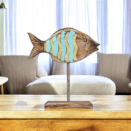 Enfeite Peixes Onda Turquesa 25cm