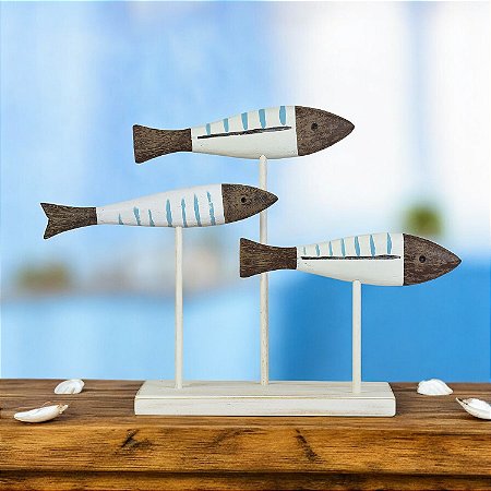 Enfeite Trio de Peixes no Pedestal