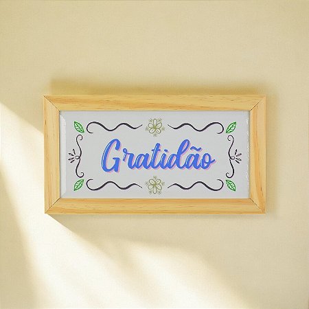 Quadro em Cerâmica Gratidão - 15,5x29x3,5 cm