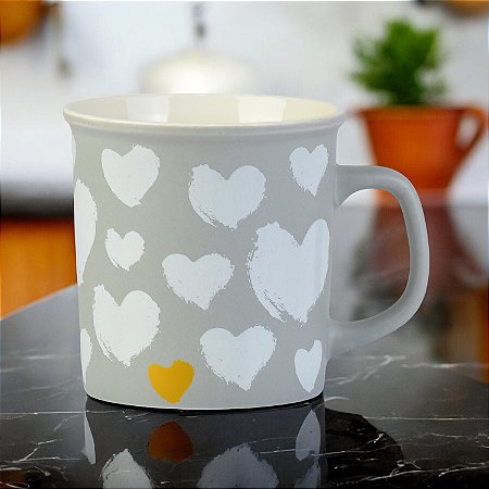 Caneca Love Cinza Coração 350 ml