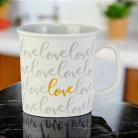 Caneca Love Branca Escrita 350 ml