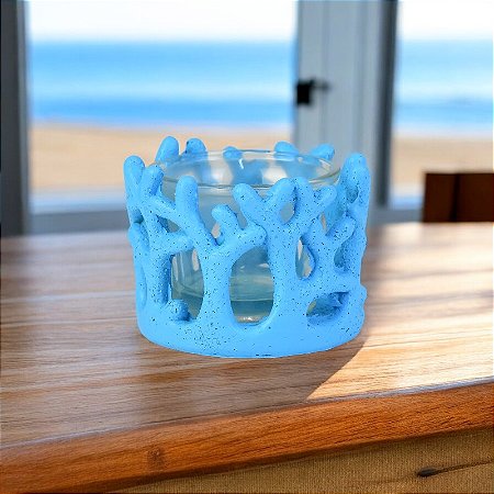 Porta Velas Coral Turquesa