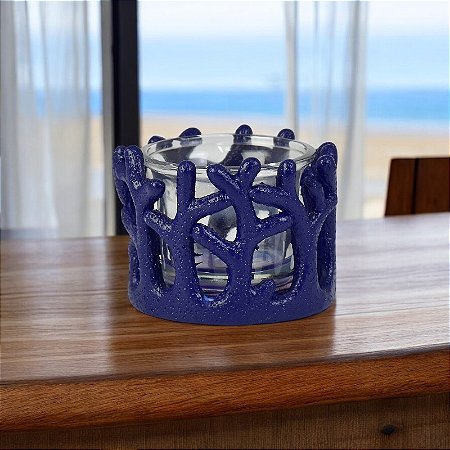 Porta Velas Coral Azul