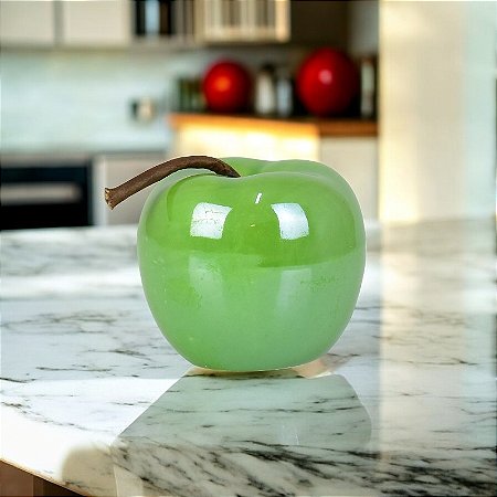 Enfeite Maçã Verde 8 cm em Cerâmica
