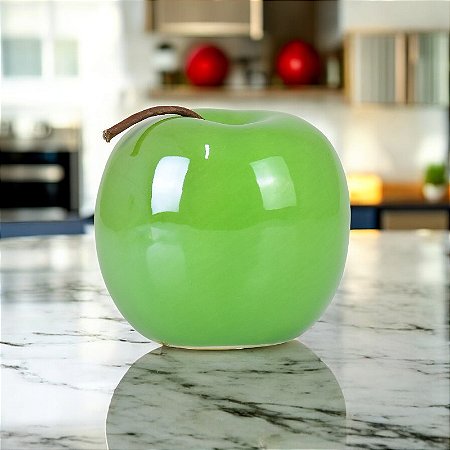 Enfeite Maçã Verde 11 cm em Cerâmica