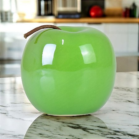 Enfeite Maçã Verde 12 cm em Cerâmica