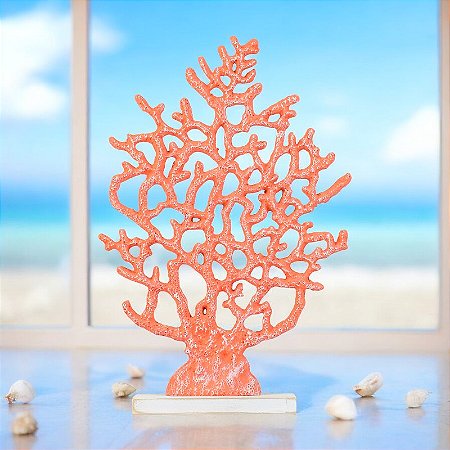 Enfeite Coral Laranja em Resina 25 cm