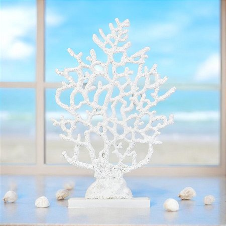 Enfeite Coral Branco em Resina