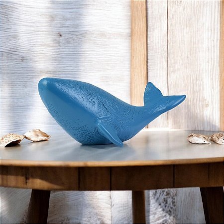 Enfeite Baleia Orca Azul com Textura Médio em Cerâmica