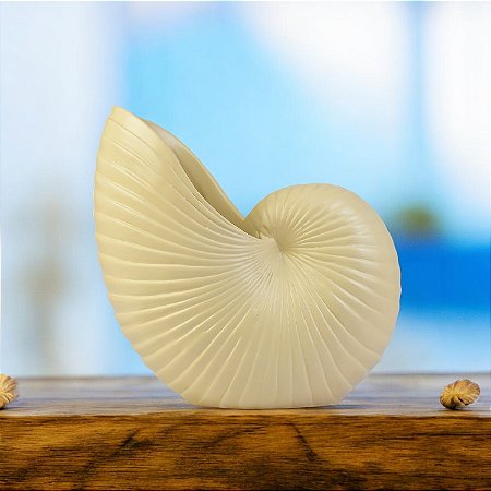 Vaso decorativo Concha Bege em Cerâmica
