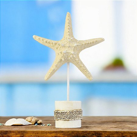 Enfeite Pedestal Estrela em Resina