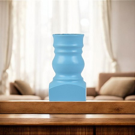 Castiçal Azul Claro Pequeno em Madeira